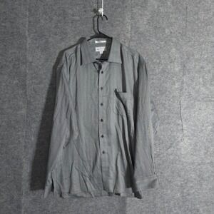 Paul Fredrick Herringbone  Button Down Shirt Men XXL Gray Long Sleeve Geometric